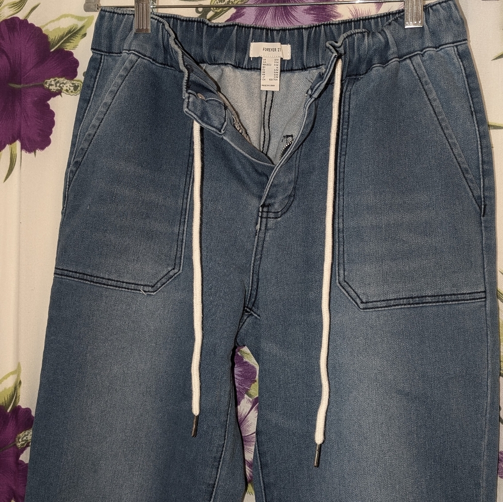 Forever 21 Blue Track Joggers with Drawstring